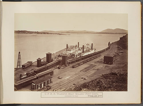 #683 - Central Pacific Railroad Discharging the Train, Transfer Boat Solano, Port Costa, Solano County