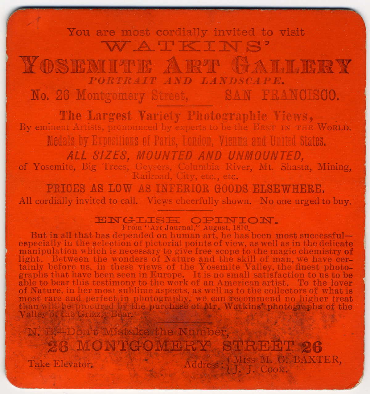 Watkins Unnumbered View - Palace Hotel Lobby (verso)