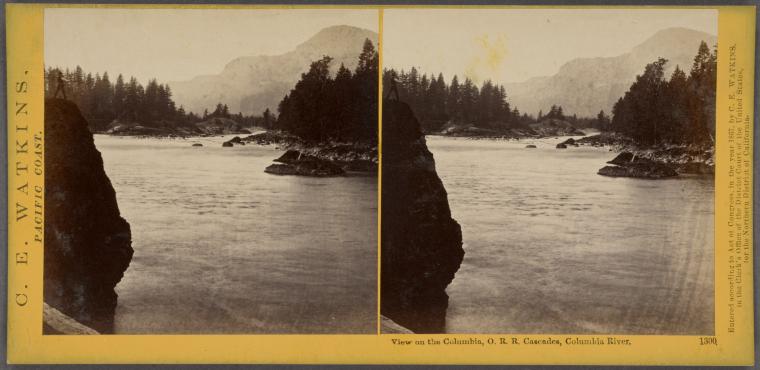 #1300 - View on the Columbia, Oregon Railroad, Cascades, Columbia River