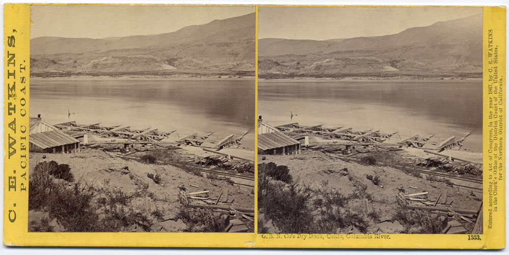 Watkins #1333 - Oregon Steam Navigation Co's Drydock, Celilo, Columbia River