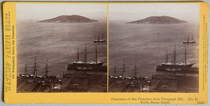 Watkins #1345 - Panorama of San Francisco from Telegraph Hill (No. 8). Yerba Buena Island.