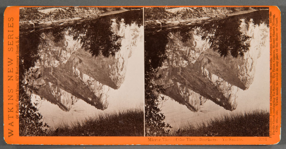 Watkins #3101 - Mirror View of the Three Brothers, Yosemite Valley, Mariposa County, Cal.