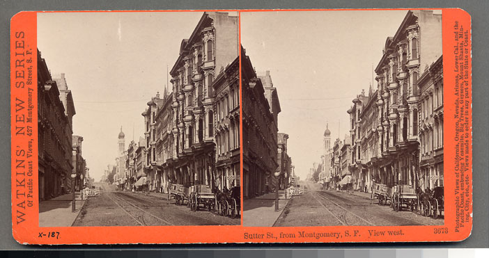 Watkins #3673 - Sutter St., from Montgomery, S.F., View West.