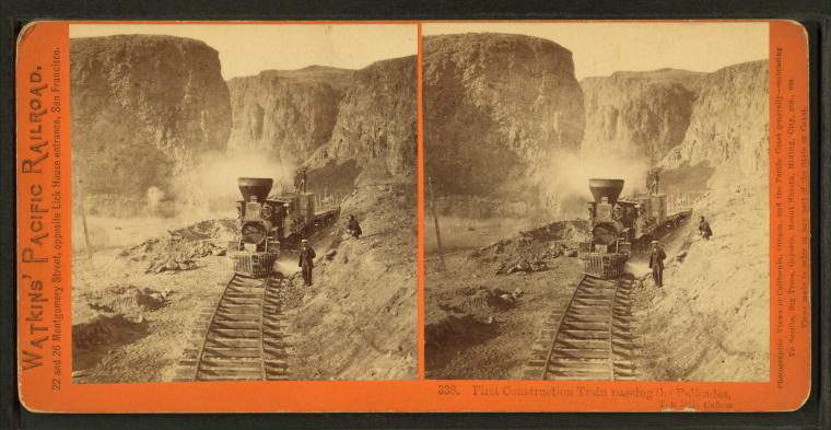 #338 - First Construction Train passing the Palisades, Ten Mile Canyon