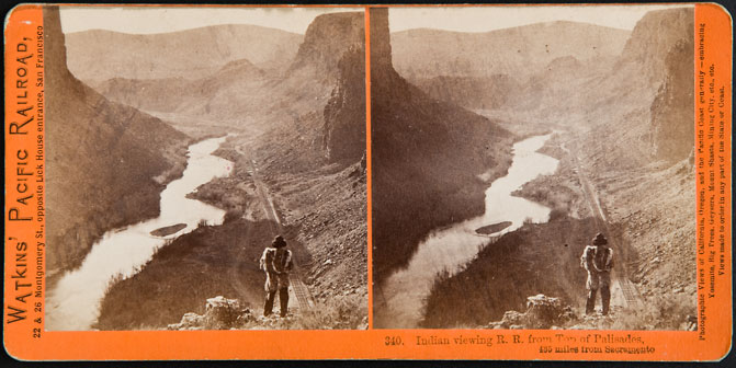 Watkins #340 - Indian viewing R.R. from Top of Palisades, 435 miles from Sacramento