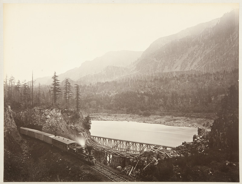 Watkins #434 - Ruins of High Bridge, Middle Block House, Columbia River, Washington Territory